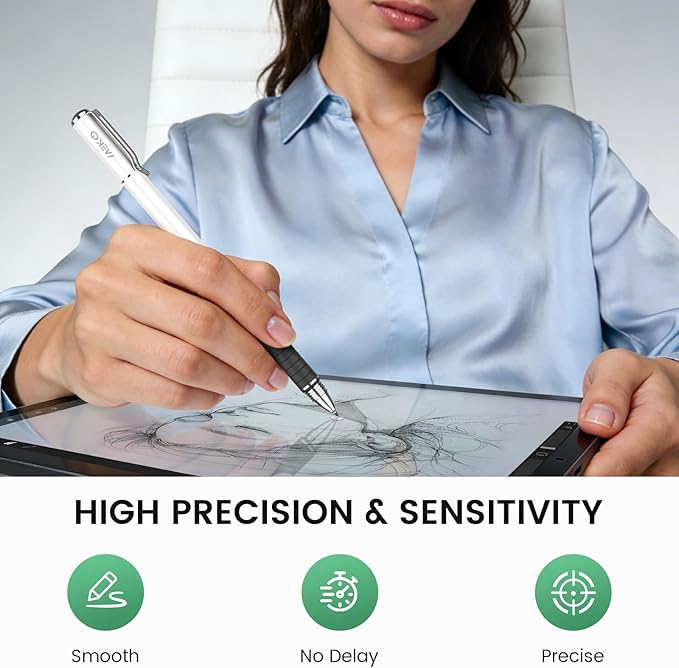 MEKO 6 Pcs Stylus Pen for Touchscreen, 2-in-1 High Sensitivity & Precision for Switch, iPad/iPhone/Samsung/Android Phones & Tablets, Skylight & More, All Touch Screen Devices(White)