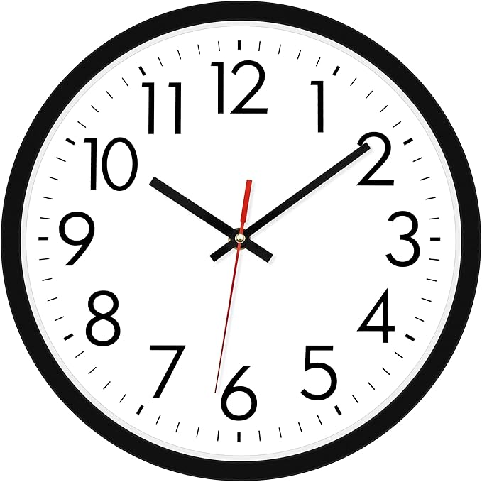 Lumuasky Wall Clock Silent Non-Ticking 12 Inch Quartz Battery Operated Round Analog Wall Clock with Easy to Read Large Numbers for Classroom,School, Office, Living Room, Bedroom,Kitchen