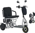 3-Wheel Folding Mobility Scooter Foldable Lightweight Electric Scooter for Adults & Seniors, Detachable Lithium Battery, Long Range 28 Miles, 3-Speed, with Rearview Mirror & Turn Signal (Silver)
