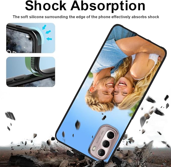 Custom Phone Case for Motorola Moto G Stylus 5G 2022, Design Your Personalized Photo Logo Name Phone Cover, Slim Soft TPU Lightweight Silicone Black Case, Customized Gift for Birthday Christmas