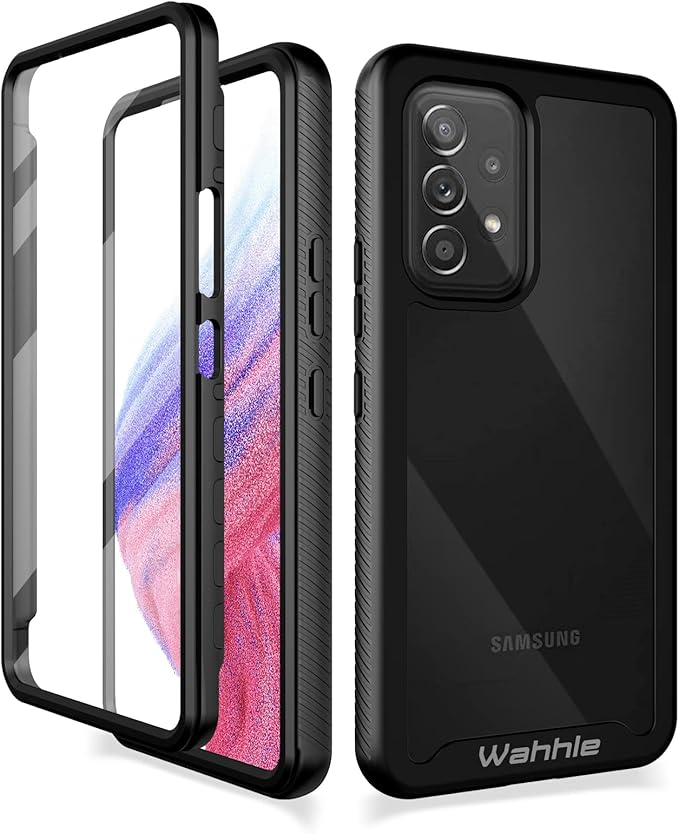 wahhle Compatible with Samsung A53 5G Case, Built in Screen Protector Full Body Shockproof Slim Fit Bumper Protective Phone Cover for Galaxy A53 5G Men Women-Black/Clear