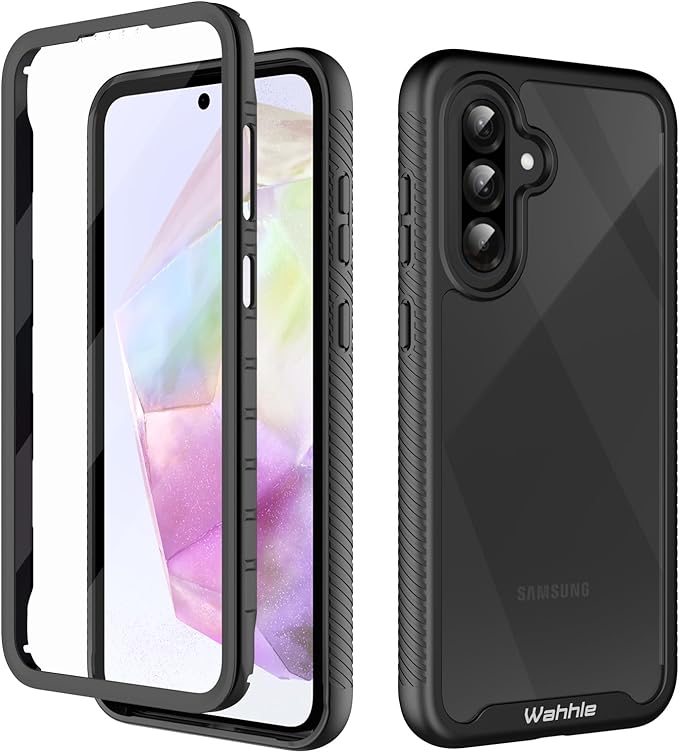 wahhle Compatible with Samsung Galaxy A56/A36 Case, Built in Screen Protector Full Body Shockproof Slim Fit Bumper Protective Phone Cover for Samsung A36/A56 5G Men Women-Black/Clear