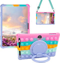 Silicone Tablet Case 360 Rotating Stand/Handle and Shoulder Strap Stylus Pen Soft Cover Compatible with COLORROOM/TUOHAITIME/JIKOCXN/WXUNJA C5 11 inch Rainbow