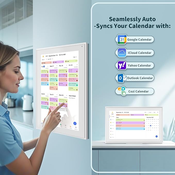 Canupdog 15.6 Inch Digital Calendar, Electronic Planner & Chore Chart with 1920x1080P IPS Touchscreen, Task Rewards System, Interactive Display for Family Schedules Gifts for Women Mom