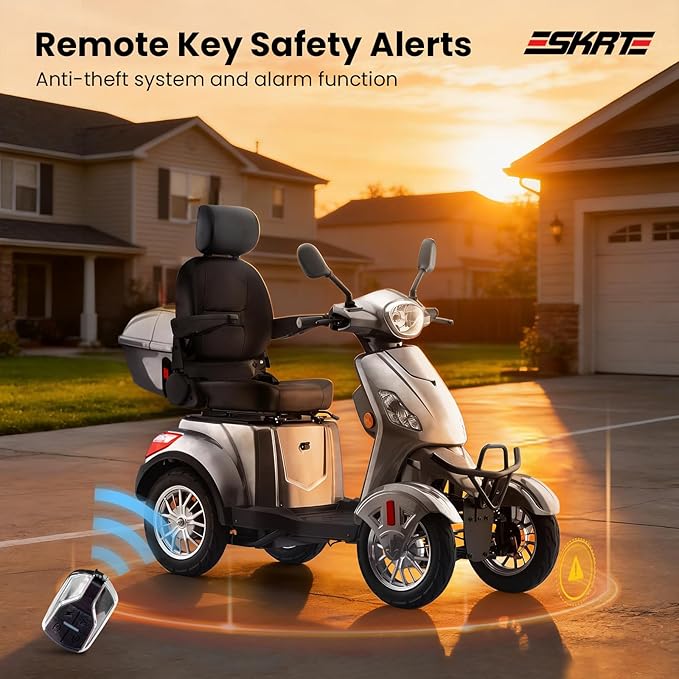 Super Large Electric 4 Wheel Mobility Scooters, Heavy Duty 800W Wheelchair Device, 25 Miles Long Range, All Terrain Mobility Scooter，Speed Adjust, Remote Key,Receive Ready to Ride (Silver)