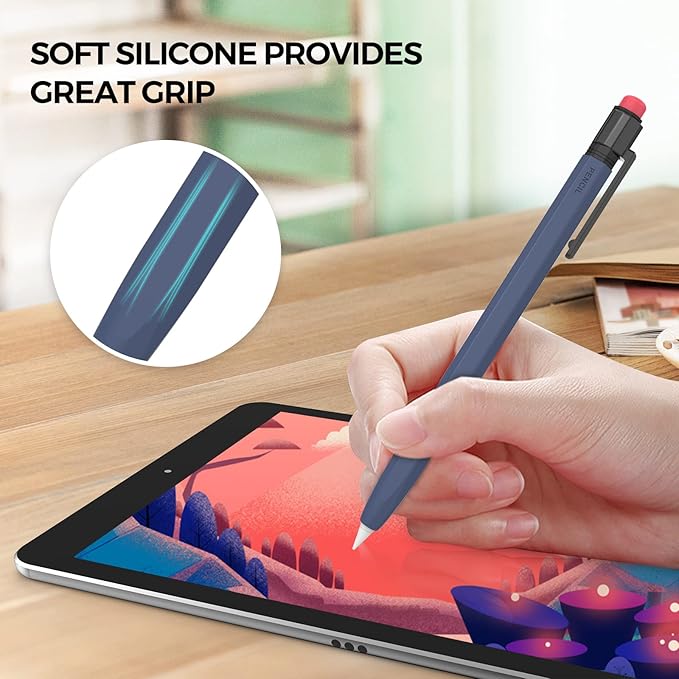 TRONWIN Apple Pencil 1st Generation Case, Silicone Pencil Sleeve Cover Perfect Grip Skin Classic Design with Sturdy Clip Compatible with Apple Pencil 1st gen for ipad (Midnight Blue)