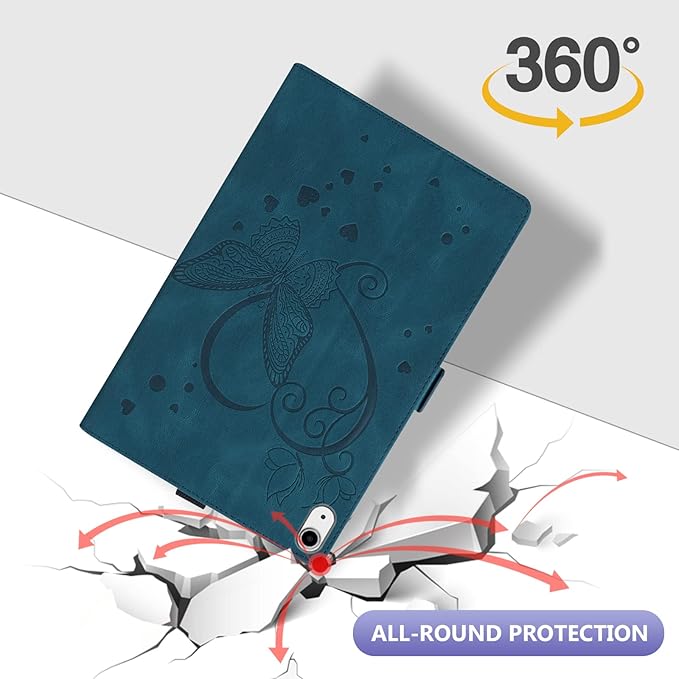 Dteck for iPad mini (A17 Pro/A15) 7/6th Generation Case 2024/2021 Release (8.3"), PU Leather Protective Case with Auto Sleep Wake & Stand Function/Card Slots, Lightweight Cute Case, Butterfly Blue