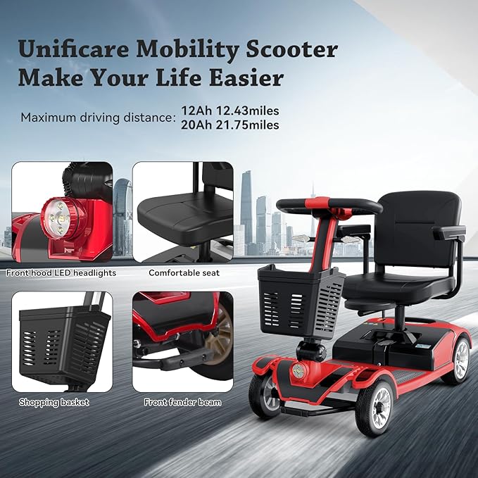 Movcan S-01 4-Wheel Heavy Duty Mobility Scooter for Seniors & Adults, 419lbs Weight Capacity, 360° Swivel Seat, USB Charging,Turn Signals, Safety & Large Storage for Shopping, Park & Daily Outdoor Use