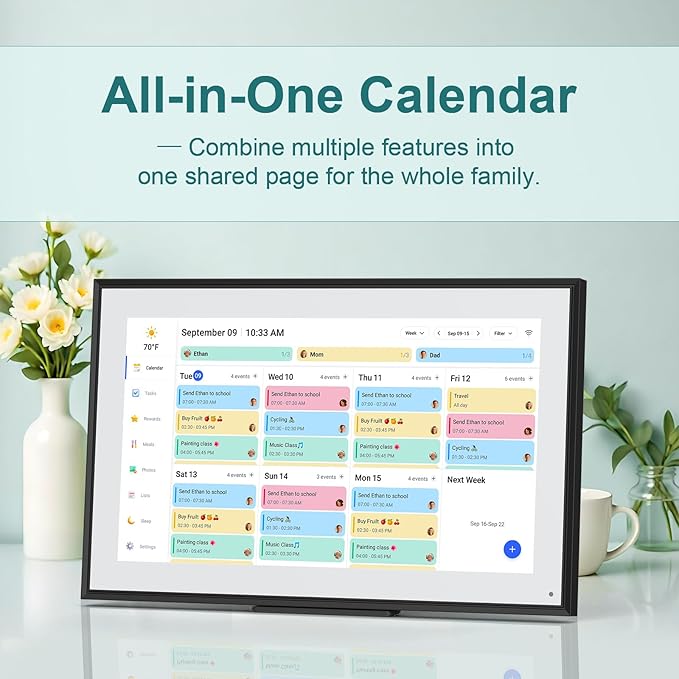 Canupdog 15.6 Inch Digital Calendar Wall Planner 2026-2027 – HD Touchscreen Smart Photo Display for Family Schedules, 32GB Electronic Calendar Chore Chart + To-do List, Gifts for Women Mom