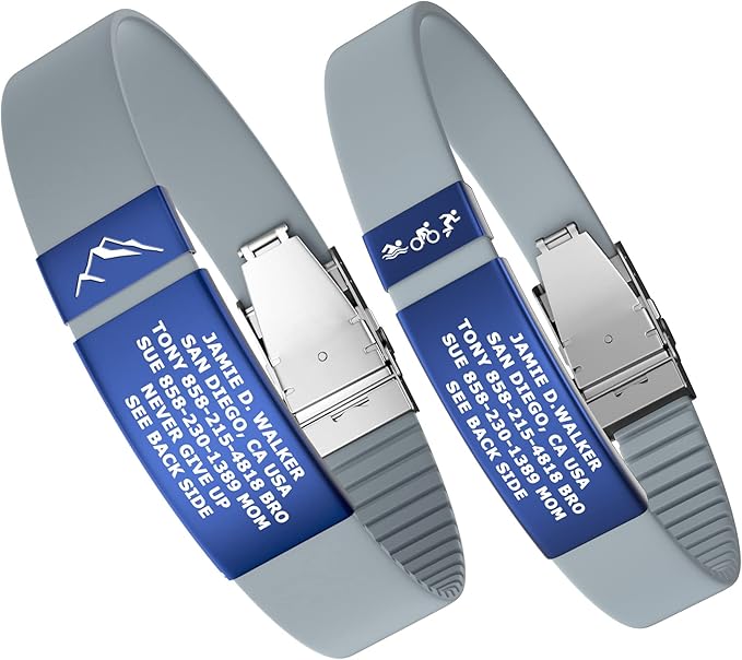 Divoti Custom Engraved Medical Alert ID Band Double-Sided Emergency Contact ICE Info Silicone Wristband
