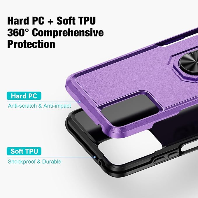 for Motorola Moto G Stylus 2026/2025 Case [15 FT Military Grade Drop Protection] with 2X Tempered Glass Screen Protector, Heavy-Duty Shockproof Magnetic Kickstand Case Purple