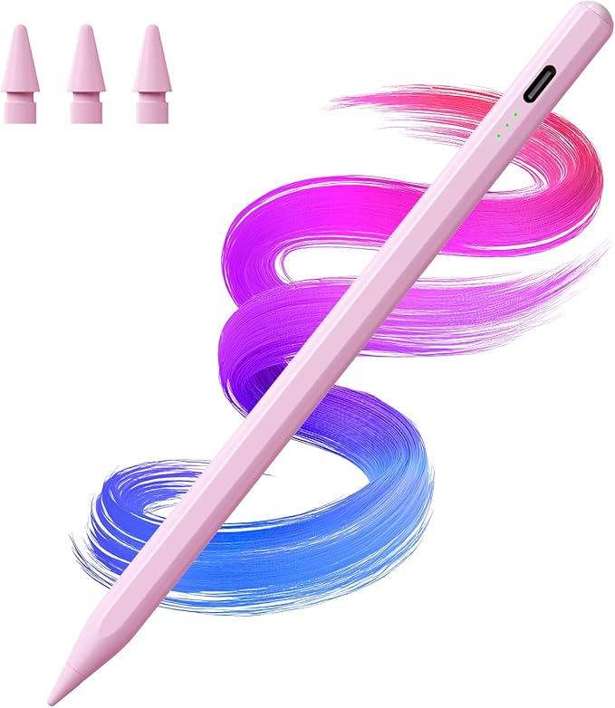 Hastraith Stylus Pen for iPad(2018-2026)-2X Faster Charge with Tilt Sensitivity & Palm Rejection for iPad 11/10/9/8/7/6th Gen, Air 5/4/3/M4/M3/M2, Pro 13"/12.9"/11"/M4, Mini 7/6/5th, Pink