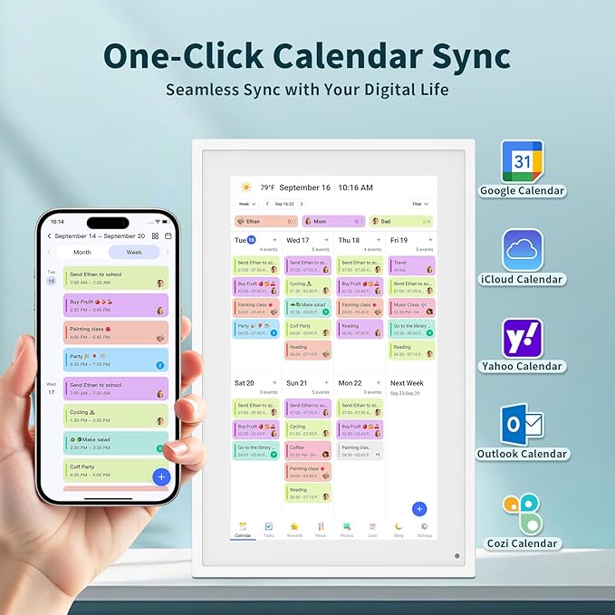 Canupdog 10.1 inch Digital Calendar & Chore Chart, Smart Touchscreen Interactive Display for Family Schedules, Easy to Organizing and Planning for Home and Office