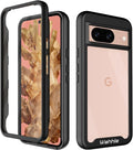 wahhle Compatible with Google Pixel 8 Case, Built in Screen Protector Full Body Shockproof Slim Fit Bumper Protective Phone Cover Men Women-Black/Clear