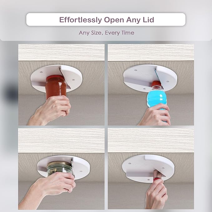 100 Pack Jar Opener for Seniors - Under Cabinet Jar Openers for Weak Hands, Easy Grip, Arthritis jar opener, One Handed Gadgets & Bottle Opener - Essential Kitchen Gadgets for Home Assistance