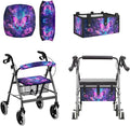 3 Pcs Sets Rollator Walker Accessories Purple Butterfly Walker Seat Cover Rollator Walker Seat & Backrest Covers, Rollator Storage Under Seat Bag