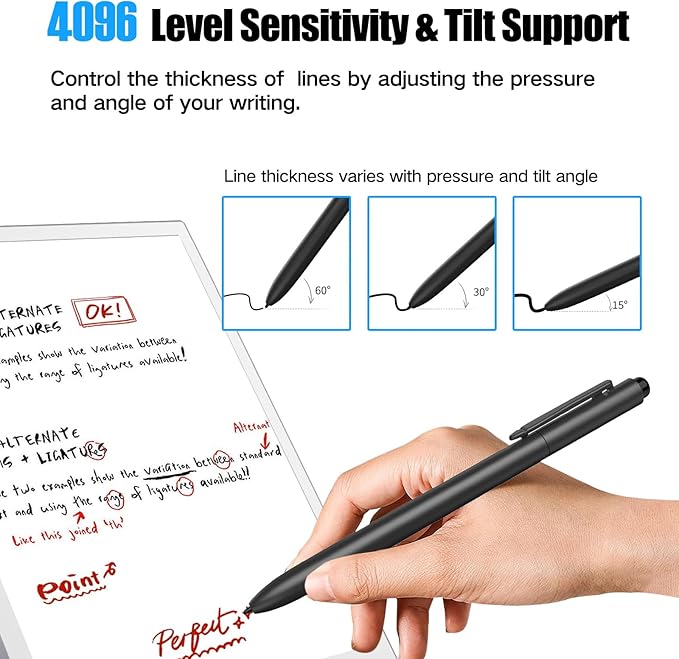 Jvkzaen EMR Stylus Compatible with Remarkable 2, Replacement Digital Pen with Eraser, 4096 Pressure Levels, Tilt Support, Palm Rejection, for Remarkable/Samsung/Kindle Scribe Devices(3 Pen Tips)