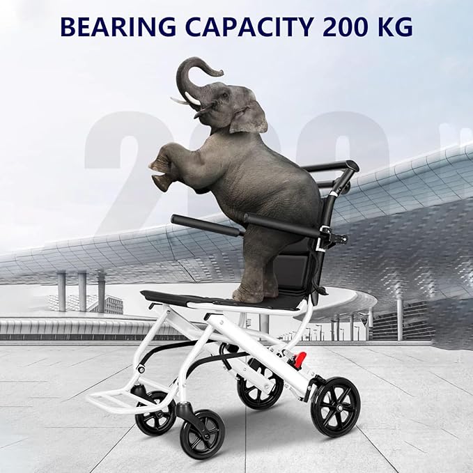 (Only 13.66lbs) Transport Wheelchair Lightweight Foldable, Portable Transit Travel Wheelchairs for Adults and Seniors Support 180lbs, Lightweight Aluminum Wheelchair for Elderly A