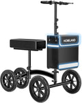 HOMLAND Knee Scooter Walker for Adults Foot Injuries Ankle Surgery, Foldable Steerable Leg Scooters with Dual Handbrake, Height Adjustable Handle & Knee Pad, Removable Storage Bag, 300 lbs Capacity