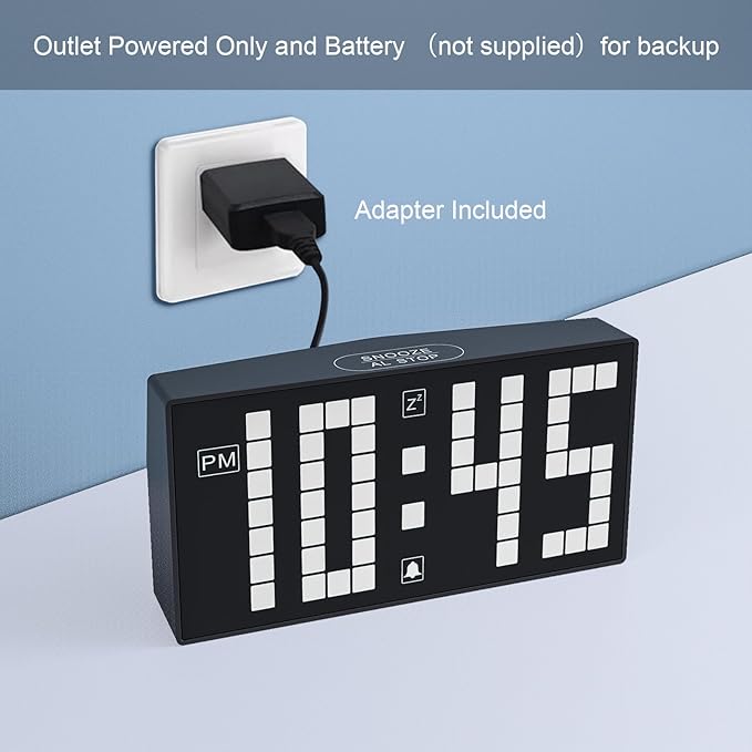 KWANWA Auto-Dimming Digital Alarm Clock with Weekend Mode & Battery Backup, 12/24H DST, Small LED Clock for Bedroom, Desk, Nightstand, Kids, Seniors