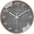 QINFIEY 10 Inch Math Wall Clock Silent Non Ticking Movement Quality Quartz Wall Clock for Office Classroom/School/Home/Kitchen/Living Room Wall Decorations (Grey)