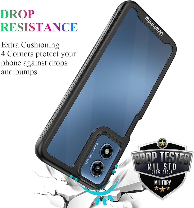 wahhle Compatible with Moto G 5G 2024 Case, Built in Screen Protector Full Body Shockproof Slim Fit Bumper Protective Phone Cover for Men Women-Black