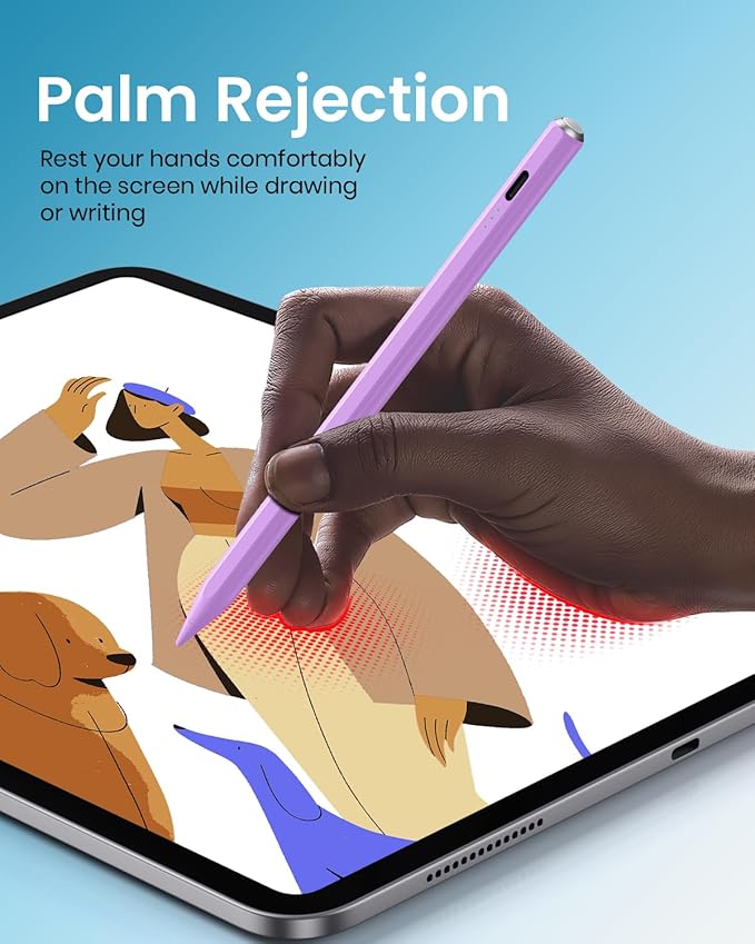 Hastraith Stylus Pen for iPad(2018-2025)-2X Faster Charge with Tilt Sensitivity & Palm Rejection for iPad 11/10/9/8/7/6th Gen, Air 7/6/5/4/3/M3/M2, Pro 13"/12.9"/11"/M4, Mini 7/6/5th, Purple