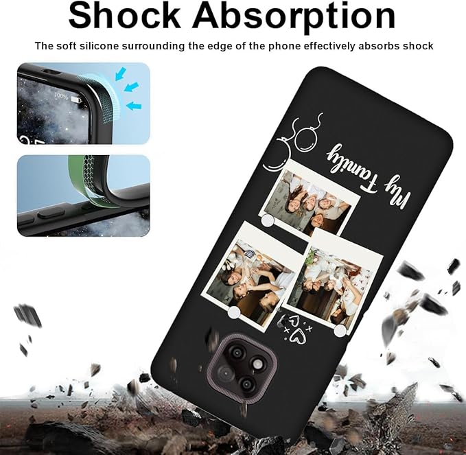 Custom Multi Photos Case for Motorola Moto G Power 2021-6.6 inch, Personalized Gift for Men Women, Customized Collage Text Picture Phone Cover, Soft Rubber Shockproof Protective Case, Black
