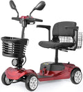 4 Wheel Mobility Scooter for Adults, All-Terrain Portable Electric Scooter, Folding Mobility Scooter with Adjustable Seat, 350W Motor, 12.5 Miles Range, Max Speed 5 Mph (Red)