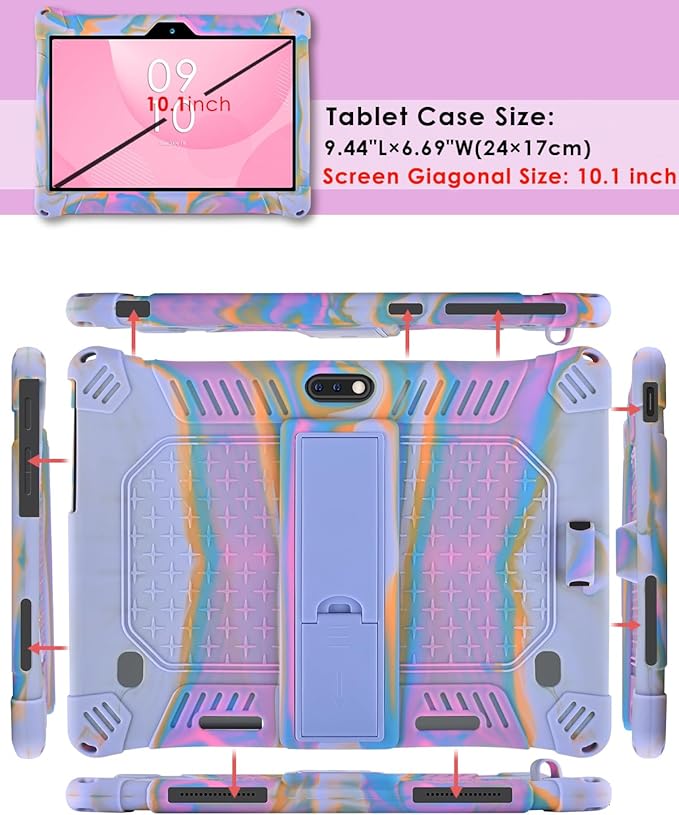 DETUOSI Case for YELLYOUTH 10.1 Tablet, Soft Silicone Lightweight Case Compatible with Dragon Touch Notepad K10, ZONKO 10.1, Beyond Tab 10.1, with Stylus Pen and Shoulder Strap, Red