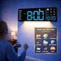 Hoifen Clock with Day and Date for Seniors, 16" Large Display Digital Calendar Dementia Wall Clock for Memory Loss with Time Periods & Task Reminders, Remote Control, Night Light, Auto Dim&DST (Blue)