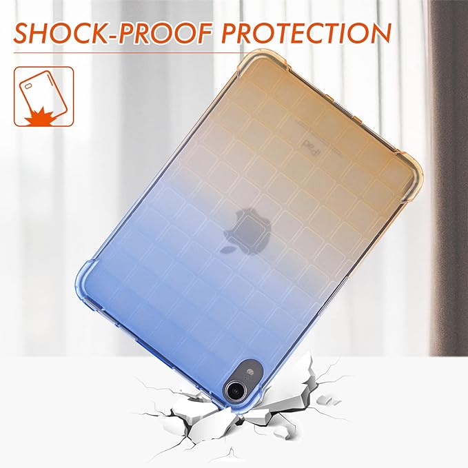 Dteck for iPad mini 8.3 Inch (A17 Pro/6th Generation) 2024/2021 Ultra Thin Translucent Back Cover, Lightweight Slim Soft TPU Case with Reinforced Corners, Protection Shock-Absorbing Shell, Blue Gold