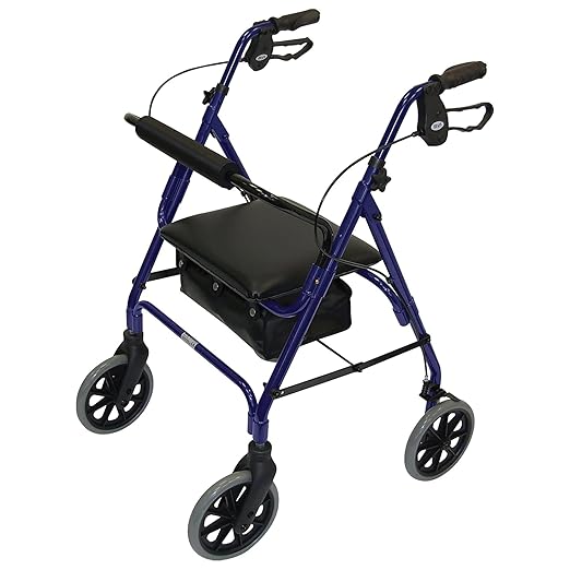 Days Lightweight Aluminum Rollator, Adjustable Rolling Walker with Seat for Elderly, 364 lb. Weight Capacity, Disabled, & Limited Mobility Patients, Walking Stabilizer with Four Wheels