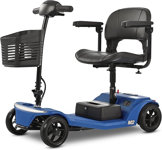 Metro Mobility 4-Wheel Foldable Mobility Scooter for Adults, Lightweight Electric Scooter for Seniors, 330 lbs Capacity, 22.5Ah Lithium Battery, 20 Mile Range, LED Lights – Blue