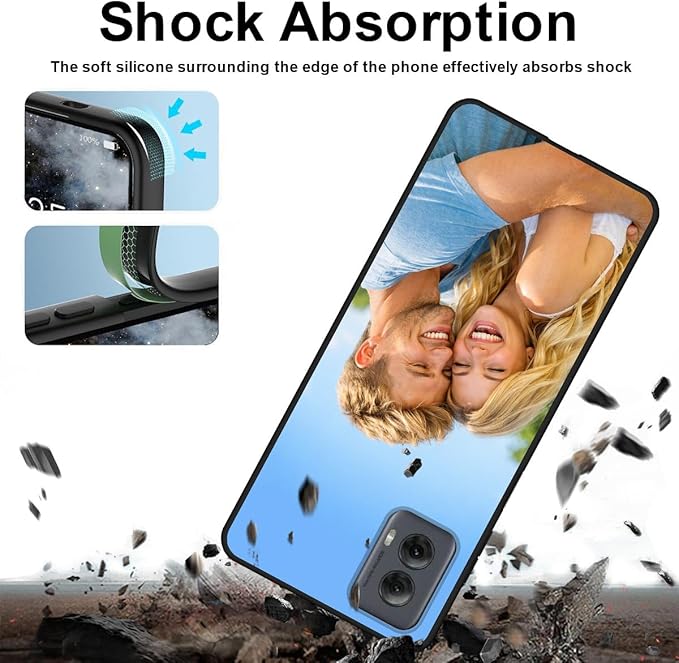 Custom Phone Case for Motorola Moto G Power 5G 2024, Design Your Personalized Photo Logo Name Phone Cover, Slim Soft TPU Lightweight Silicone Black Case, Customized Gift for Birthday Christmas