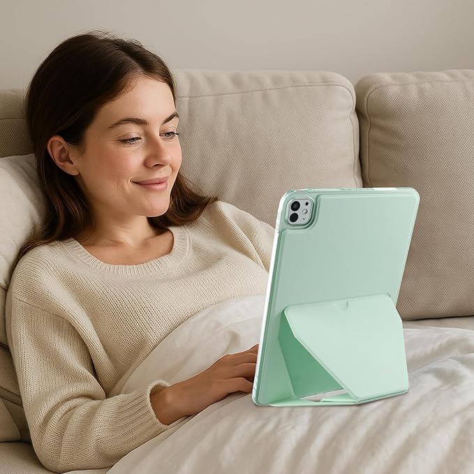 Dteck for Apple iPad Pro 13-inch (M4/M5) 2024/2025 Release Slim PU Leather Case with Stand Function, Easy to Charge Pencil, Lightweight Protective Stylish Cute Thin Tablet Back Cover Shell, Green