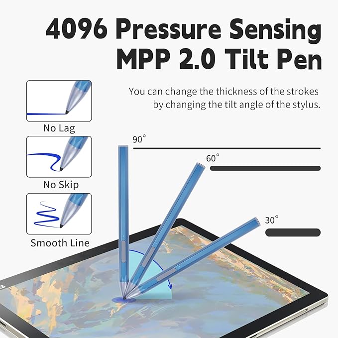 Stylus Pen for ASUS Transformer/Mini/ASUS Zenbook Flip/Pro/ASUS Vivobook Flip/Pro/Duo/ASUS Notebook, Rechargeable MPP 2.0 Tilt Active Pen with 4096 Pressure Sensitivity, Palm Rejection, Blue
