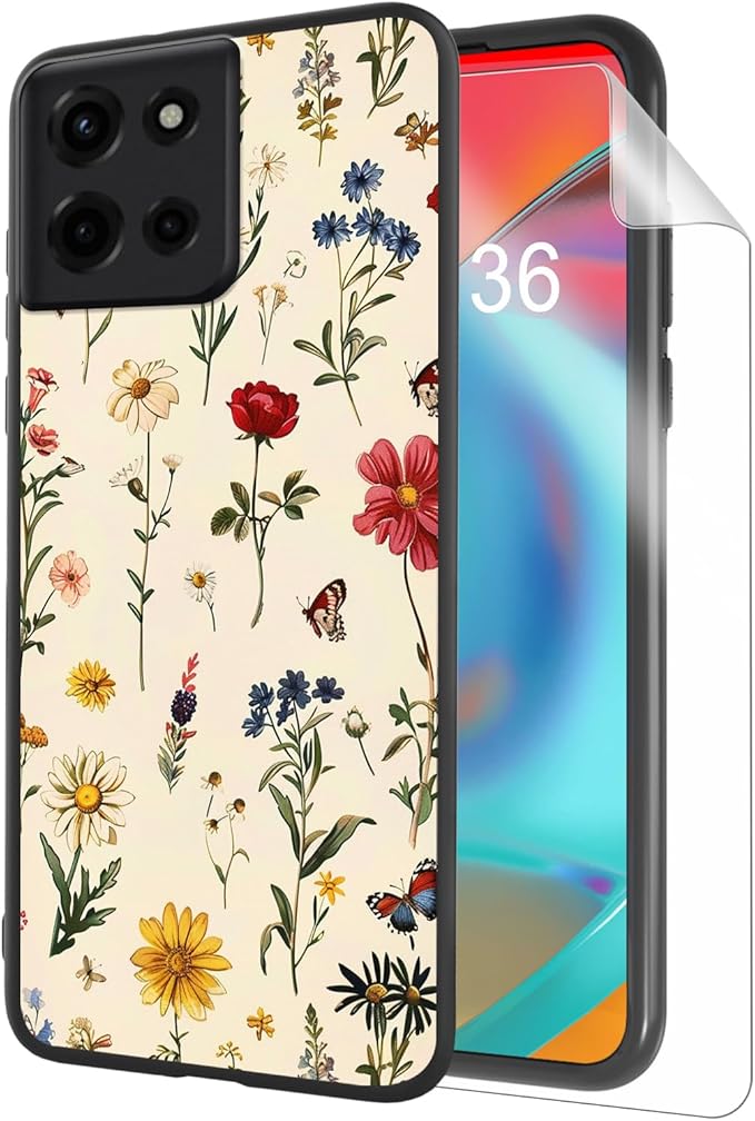 for Moto G Power 2025 Phone Case, Soft TPU Shockproof Full Body Protection Cover 6.8" for Moto G Power 2025, Lightweight Compatible Wireless Charging, Featuring Wildflowers