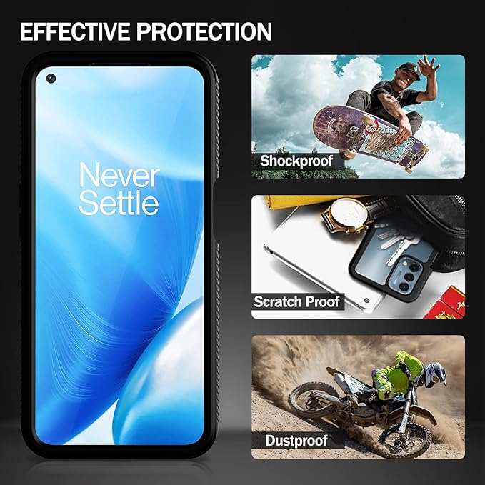 wahhle Oneplus Nord N200 5G Case, Built in Screen Protector Full Body Shockproof Slim Fit Bumper Protective Phone Cover for 1+ Nord N200 5G Men Women-Black/Clear