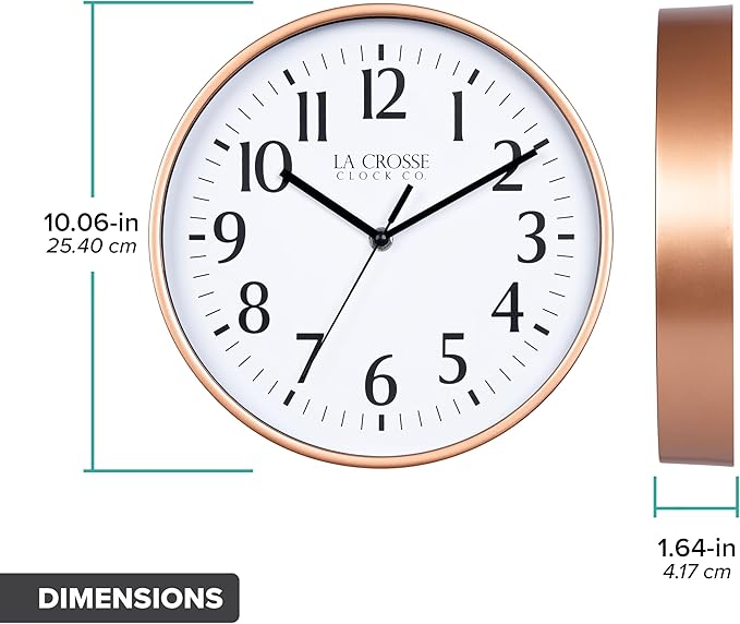 La Crosse Clock 404-3025C 10 Inch Copper Basics Analog Quartz Wall Clock