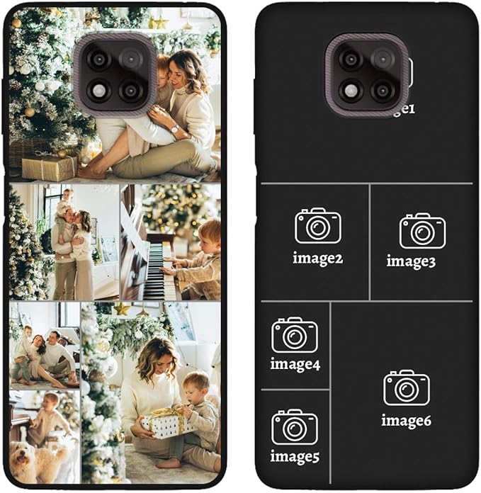 Design Your Own Case for Motorola Moto G Power 2021, Custom Personalized Photo Collage Text Cover, Customized Picture Shockproof Protective Soft Slim Silicone Case, Gift for Birthday, Black