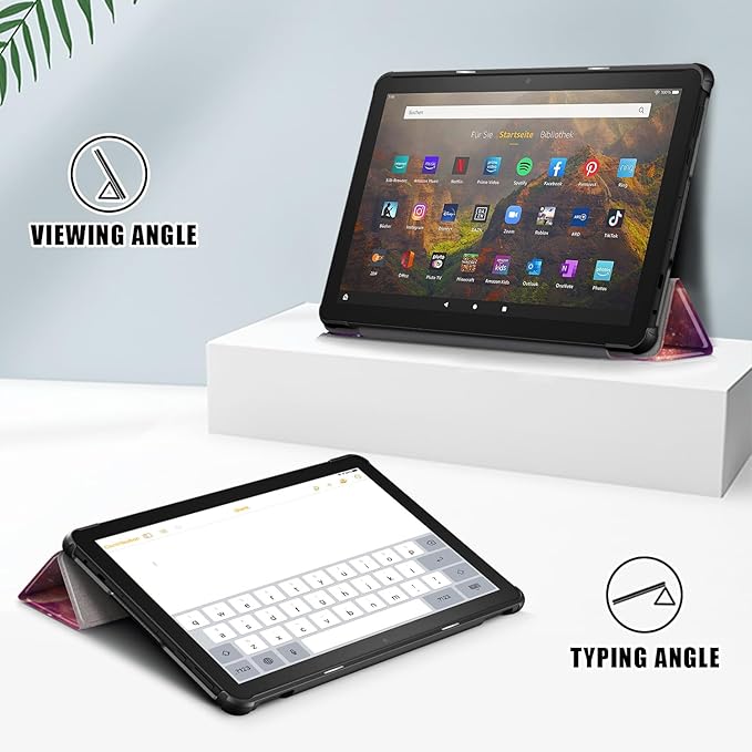 Case for Amazon Fire HD 10 Tablet 10.1" Inch Display (13th Generation, 2023 Released) - Lightweight Tri-fold Stand Cover Case + 1 Screen Protector and 1 Stylus (Galaxy)