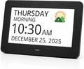 Robin Clock 2026 with Day and Date for Elderly, Clocks for Seniors, Dementia Clock, Digital Calendar Elderly, Bedside Clocks Seniors, Alzheimers Products, Dementia Clocks Large, Black