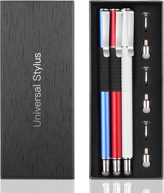 3 Stylus Pens for Touch Screens, Capacitive Pen High Sensitivity & Fine Point, Universal Stylus with Clear Disc for iPhone X/8/8plus iPad/iPad Pro/iPad Mini and All Capacitive Touch Screens
