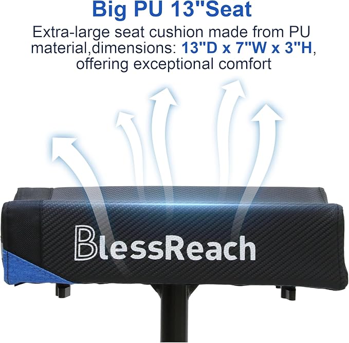 BlessReach Steerable Knee Scooter Deluxe Medical Scooter for Foot Injuries Compact Crutches, with Dual Rear on-Wheel Brake and Shock Absorption Under The Knee pad（Blue）
