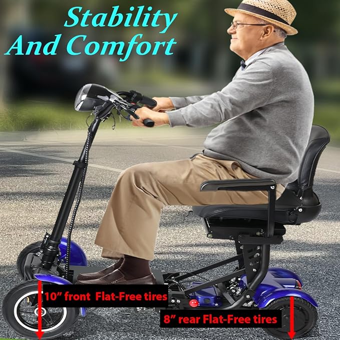 Mobility Scooter for Seniors & Adults – Lightweight Folding 4-Wheel Electric Scooter with Basket, 500W Dual Motor, 11MPH, 30-Mile Range, 3-Speed Modes, Compact Foldable Mobiltiy Scooters