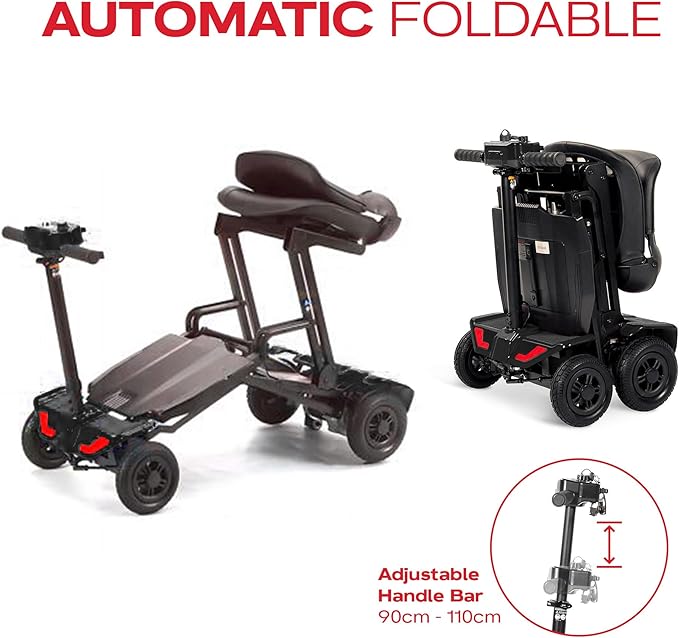 Rubicon FX70 Automatic Foldable Mobility Scooter for Adults, One Click Fold and Unfold, with Longest Range, Heavy-Duty, 4 Wheel Scooter with Lithium Battery. (Model11)