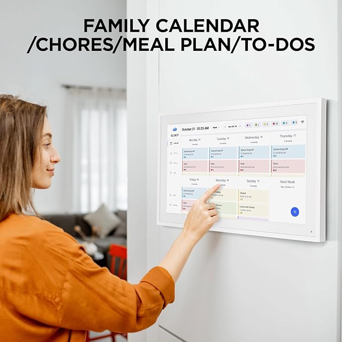 21.5 Inch Smart Digital Calendar, Wall Electronic Calendar, 1920 * 1080 IPS Full HD Touch Screen Display for Family Meal Planner Support - Streamline Household Organization, Gifts for Women, Mom