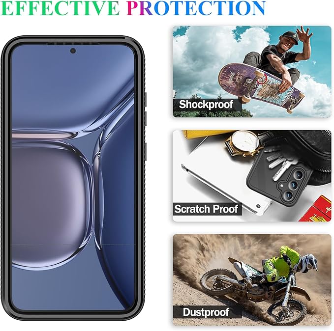 wahhle Compatible with Samsung Galaxy S25 Case, Magnetic Wireless Charging Built in Screen Protector Full Body Shockproof Slim Fit Bumper Protective Phone Cover for S25 -Black/Clear