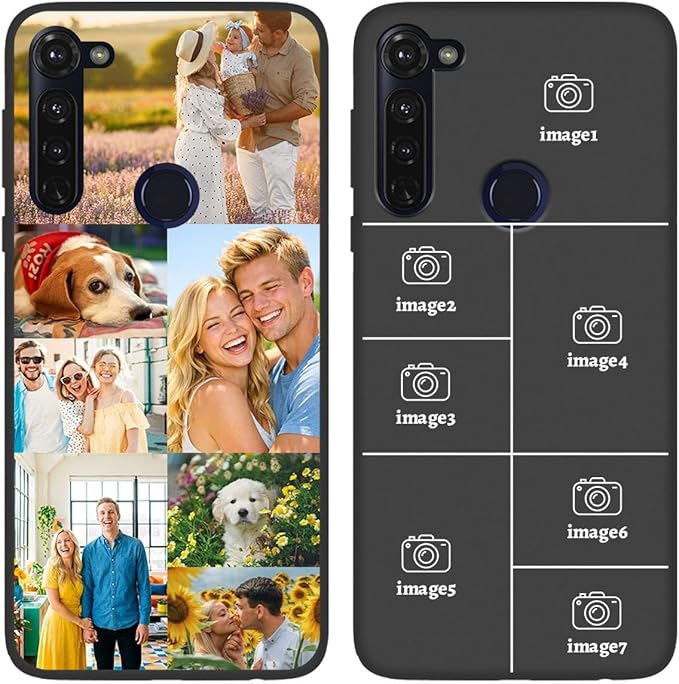 Custom Personalized Case for Motorola Moto G Pro 6.4 inch, Customized Multiple Photos Collage Text Phone Cover, Full Body Shockproof Soft Silicone Case, Anti-Scratch, Wireless Charging, Black